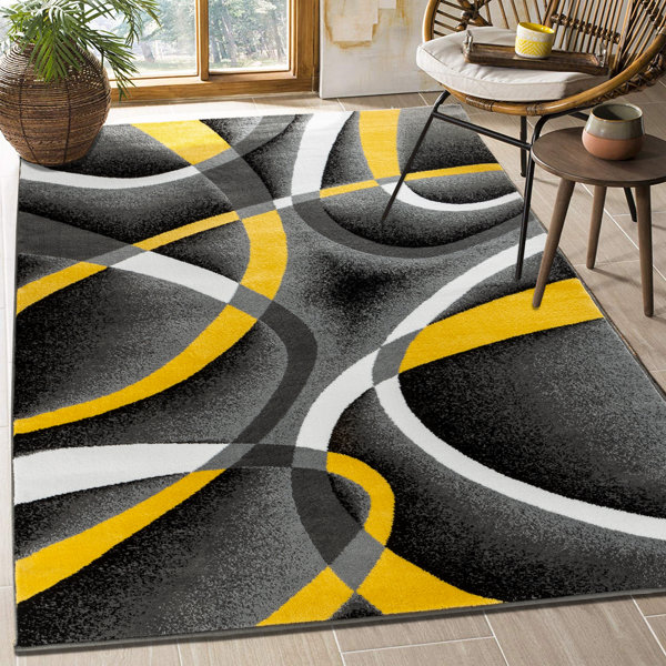 Orren Ellis Taylorville Gray/Yellow Rug & Reviews Wayfair